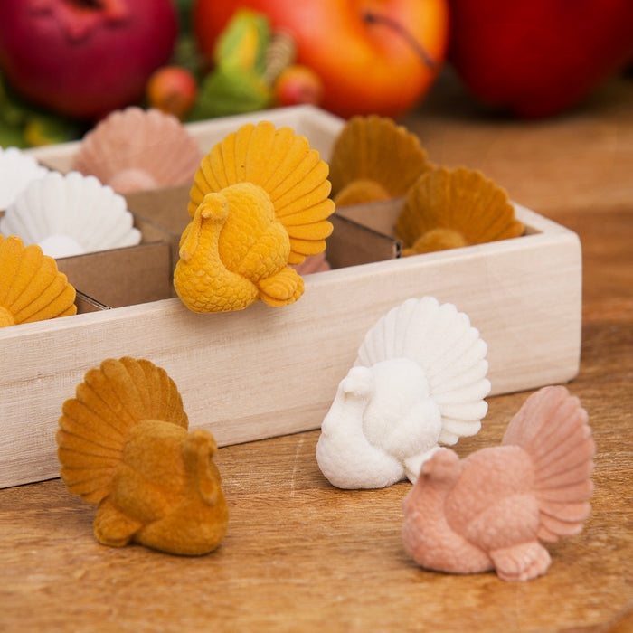 A Flocked Turkey In Box, Set of 12.