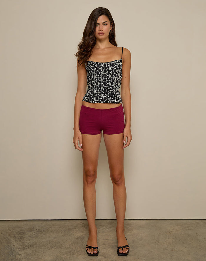 Image of Florina Cami Top in Embroidery Flower Black