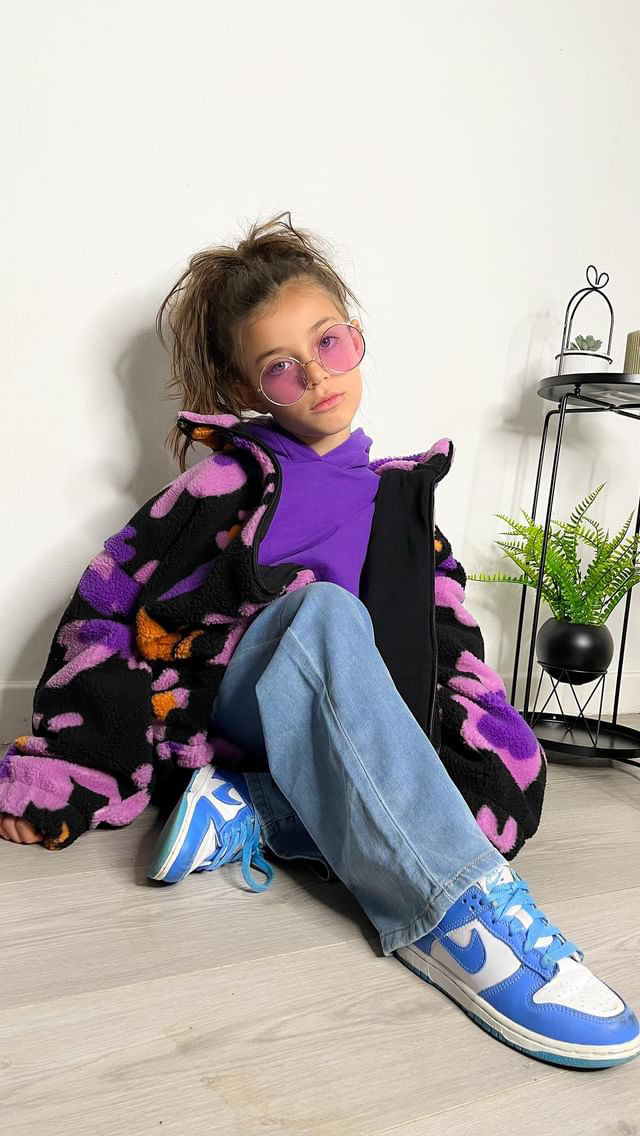 Girl Elastic Band Ripped Denim Wide-Leg Jeans Pants
