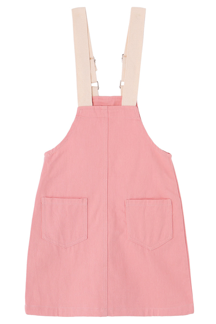 Girls Denim Overalls Dress, Cute Bear Simple Design Summer Colored Jumpsuit Dress
