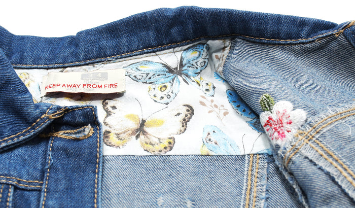 Girl Flower Embroidered Denim Outfits