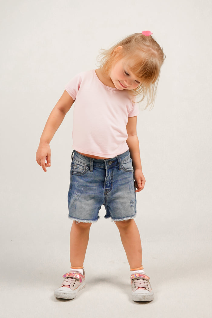 Girls Slim-fit Denim Shorts,Ripped Simple Design Summer Half Jeans Pants