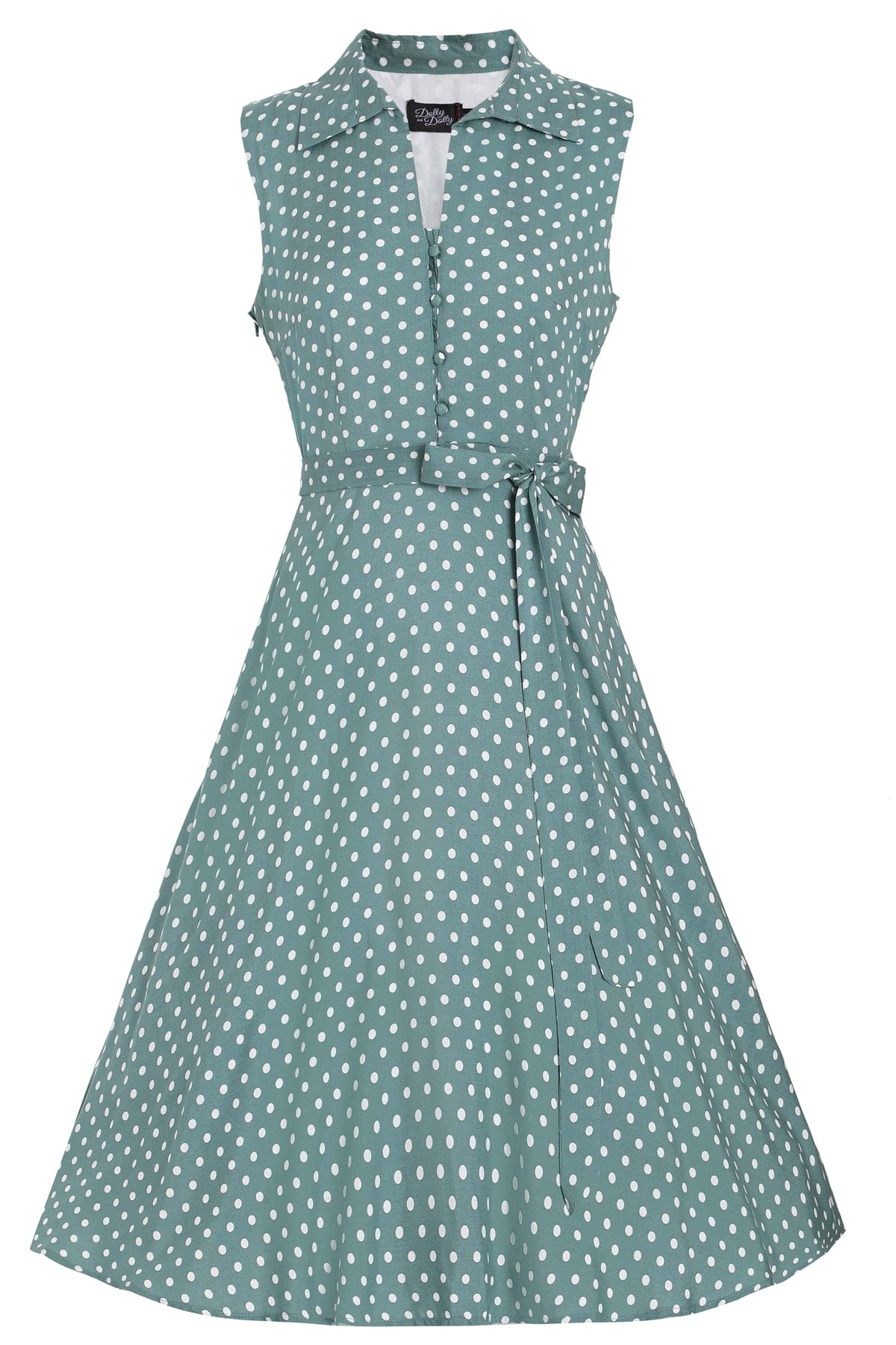 Poppy Green Polka Dot Shirt Dress