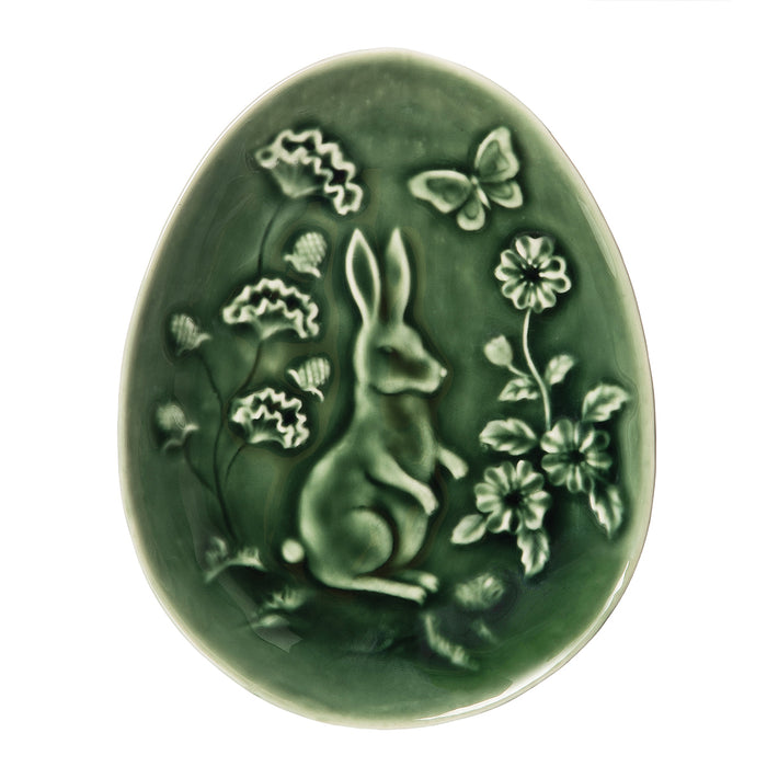 A Green Rabbit Toile Shaped Plate.