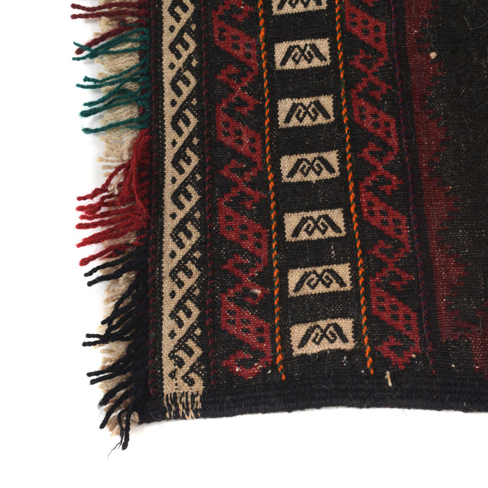 Table Sheet Runner Rug Handmade Black Curvilinear 4' Runner