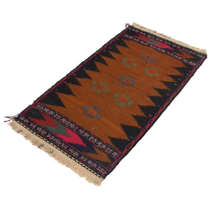 Table Sheet Runner Handmade Brown Curvilinear 4' Runner