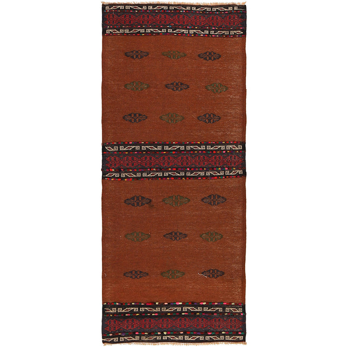 Table Sheet Runner Rug Handmade Brown Curvilinear 6' Runner