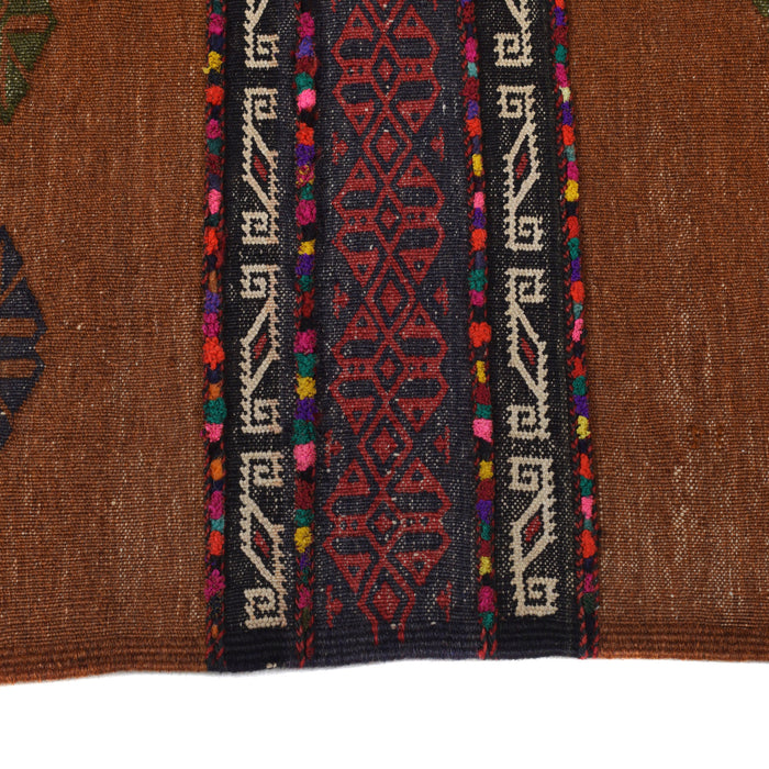 Table Sheet Runner Rug Handmade Brown Curvilinear 6' Runner