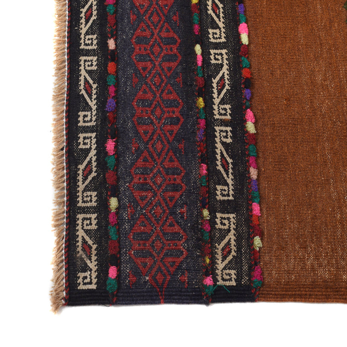 Table Sheet Runner Rug Handmade Brown Curvilinear 6' Runner
