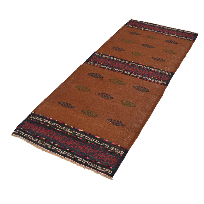 Table Sheet Runner Rug Handmade Brown Curvilinear 6' Runner