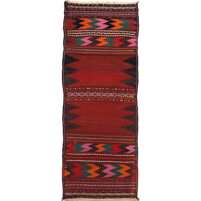 Table Sheet Runner Rug Handmade Maroon Curvilinear 6' Runner