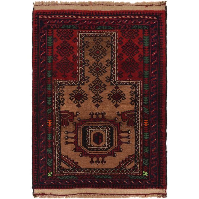 Baluchi Rug Handmade Multi Prayer Design 2x4 ft