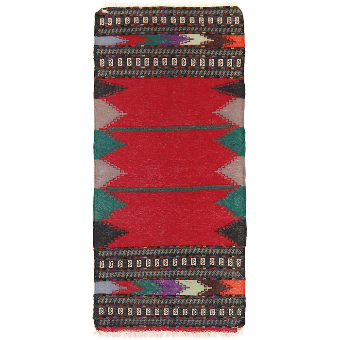 Table Sheet Runner Rug Handmade Multi Curvilinear 5' Runner