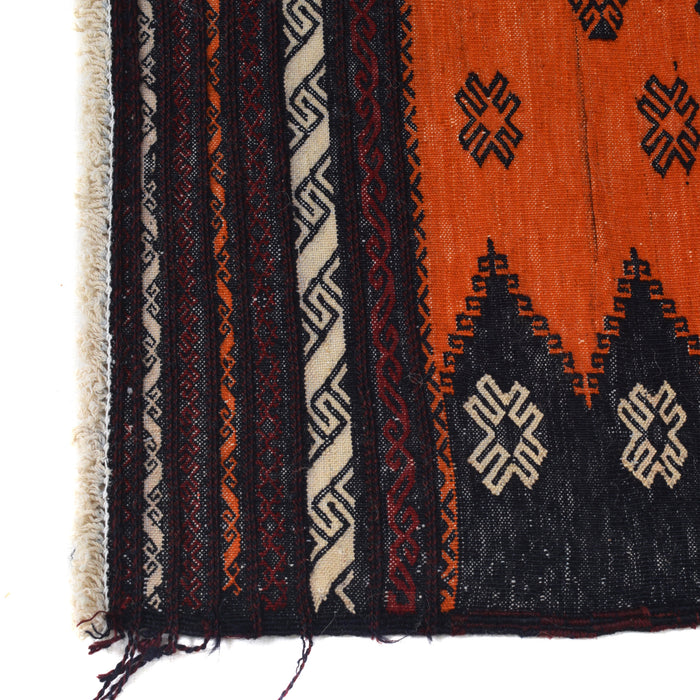 Table Sheet Area Rug Runner Handmade Orange Curvilinear 4'
