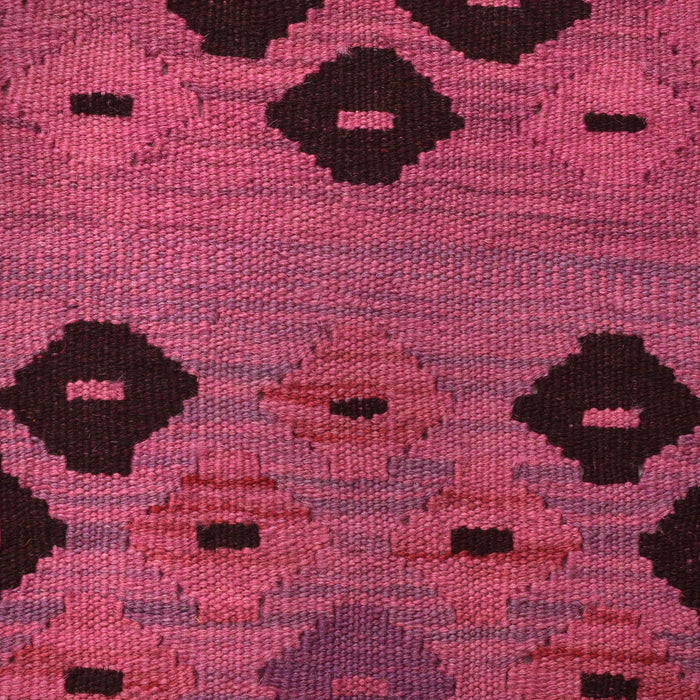 Overdyed Vegetable Kilim Area Rug Handmade Pink Geometric