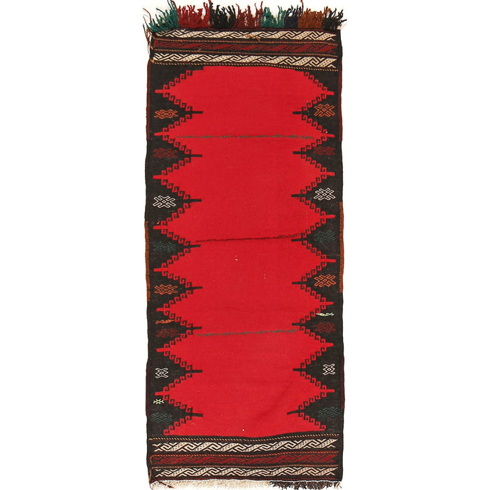 Table Sheet Runner Handmade Red Curvilinear 4' Runner
