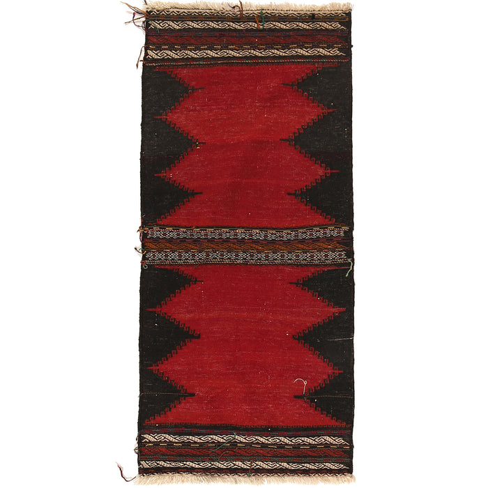 Table Sheet Runner Rug Handmade Red Curvilinear 5' Runner