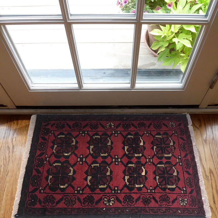 Handmade Wool Doormat Red Floral