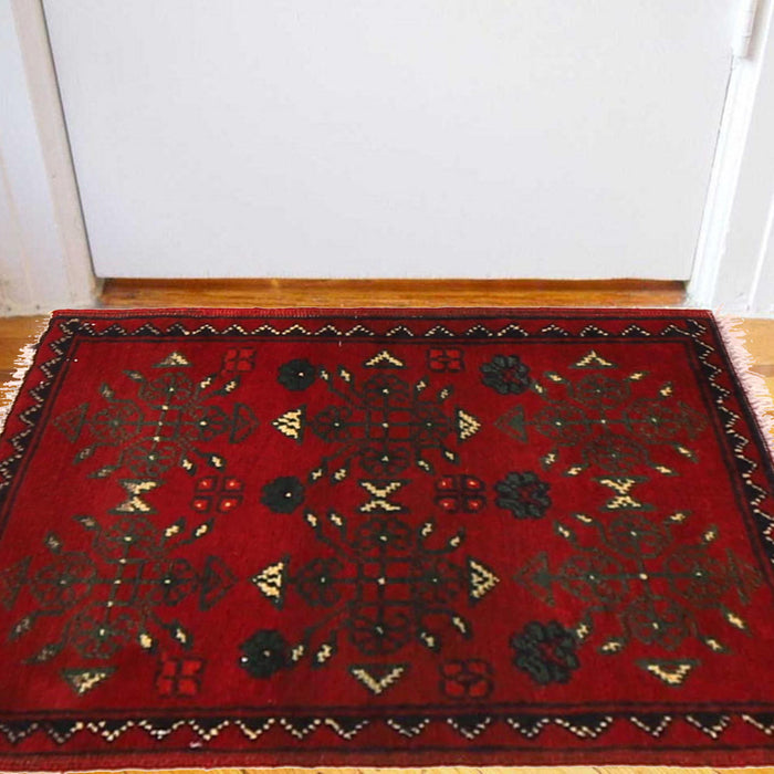 Handmade Wool Doormat Red Floral