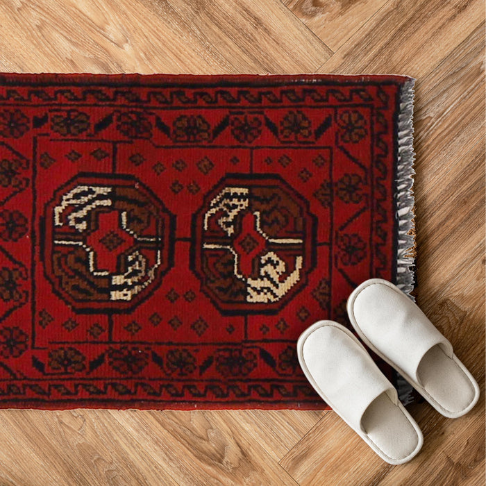 Handmade Wool Doormat Red Floral