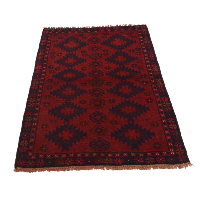 Baluchi Rug Handmade Red Geometric 3x5 ft