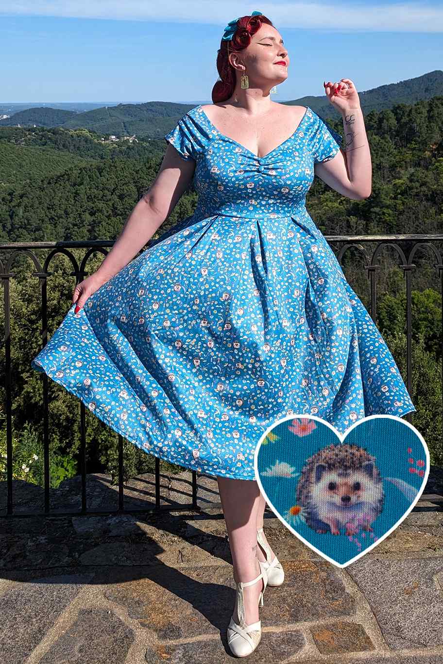 Lily Hedgehogs Blue Off Shoulder Dress