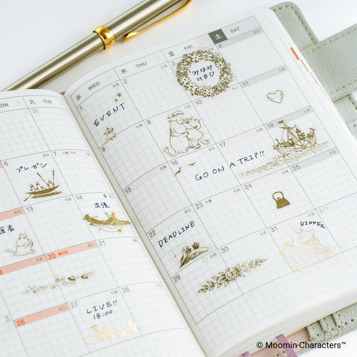 Hobonichi Moomin: Foil-Stamped Clear Stickers (Adventure Log)