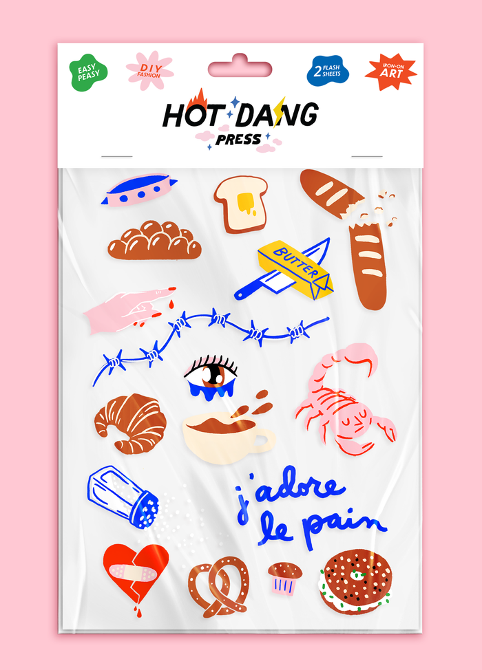 Hot Dang Press - J'Adore Le Pain Iron On Sheet Set