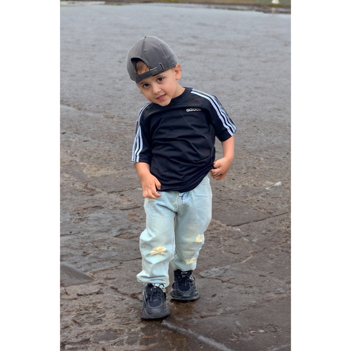 Kids Jeans Elastic Band Inside Ripped Denim Pants