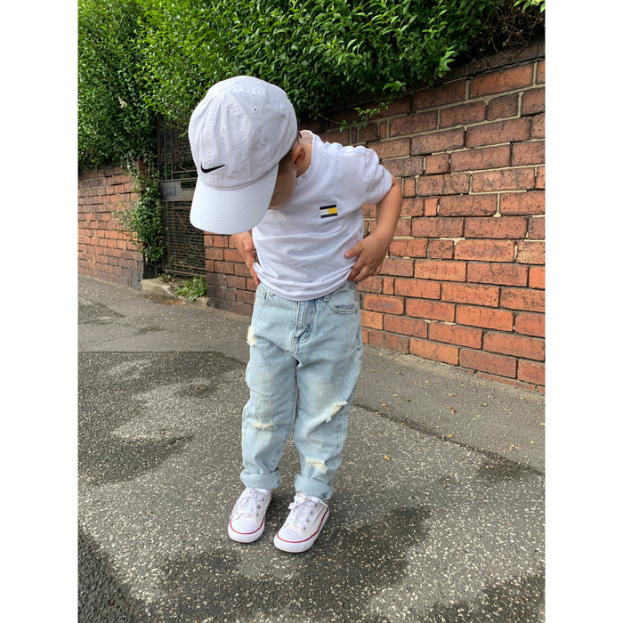 Kids Jeans Elastic Band Inside Ripped Denim Pants