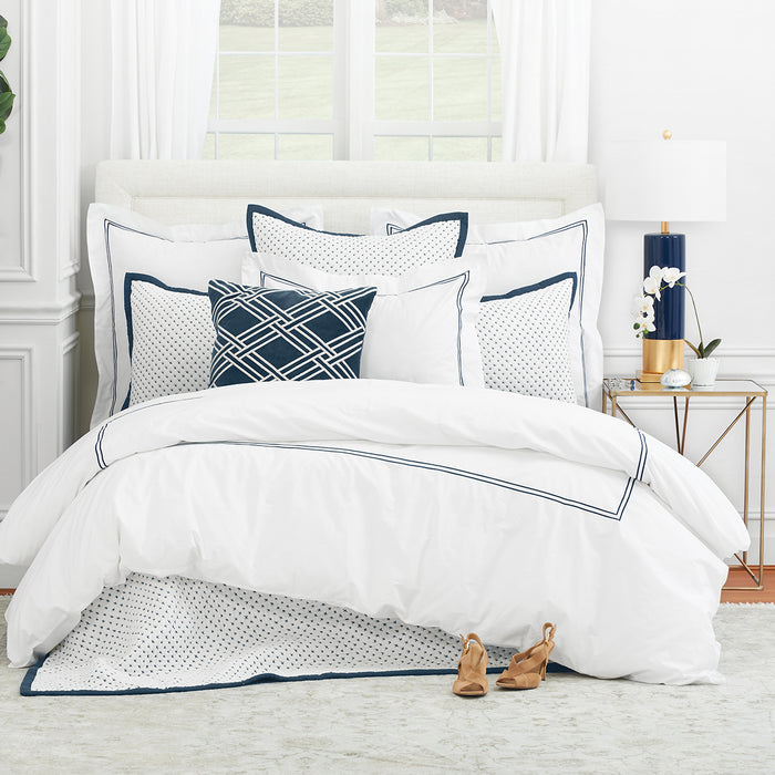 A Legacy Duvet Cover displayed on a bed.