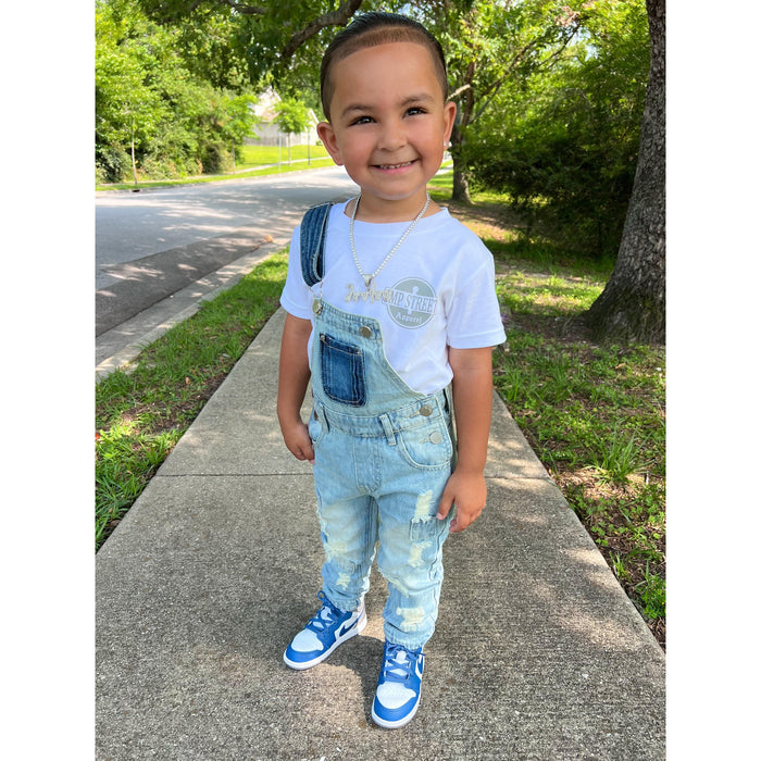 Little Girl Boy Jeans Overalls Ripped Denim Overalls