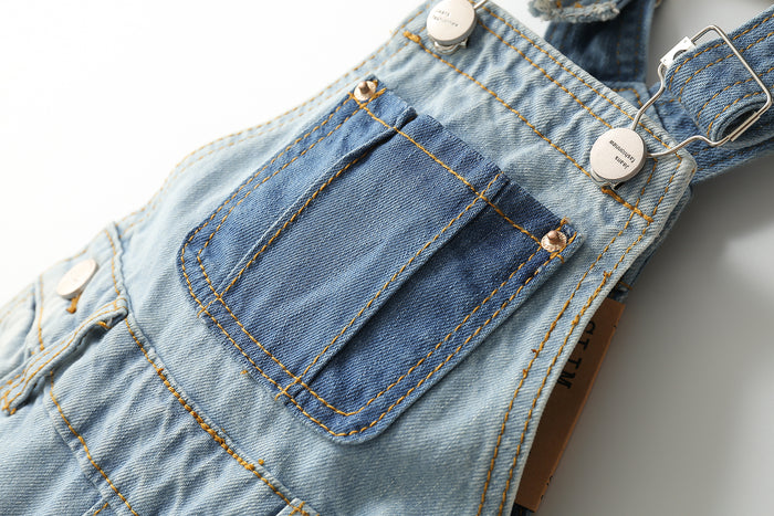 Little Girl Boy Jeans Overalls Ripped Denim Overalls