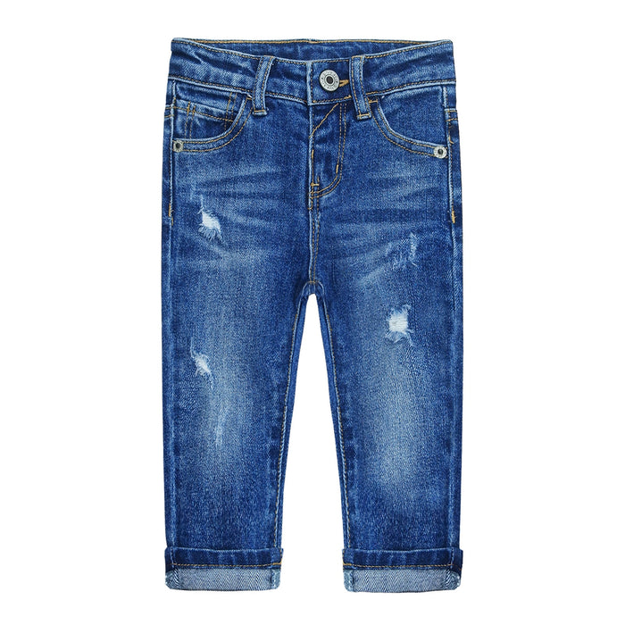Little Kid Elastic Band Ripped Fresh Denim Jeans Pants