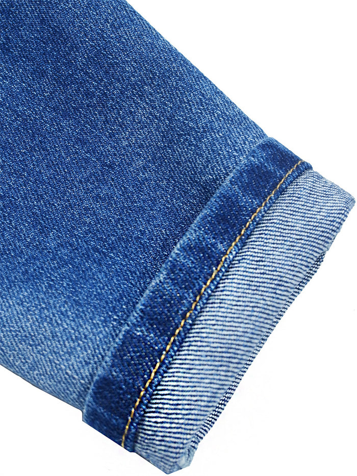 Little Kid Elastic Band Ripped Fresh Denim Jeans Pants