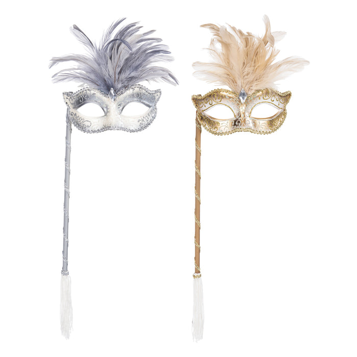 A Masquerade Mask on Stick, Set of 2.
