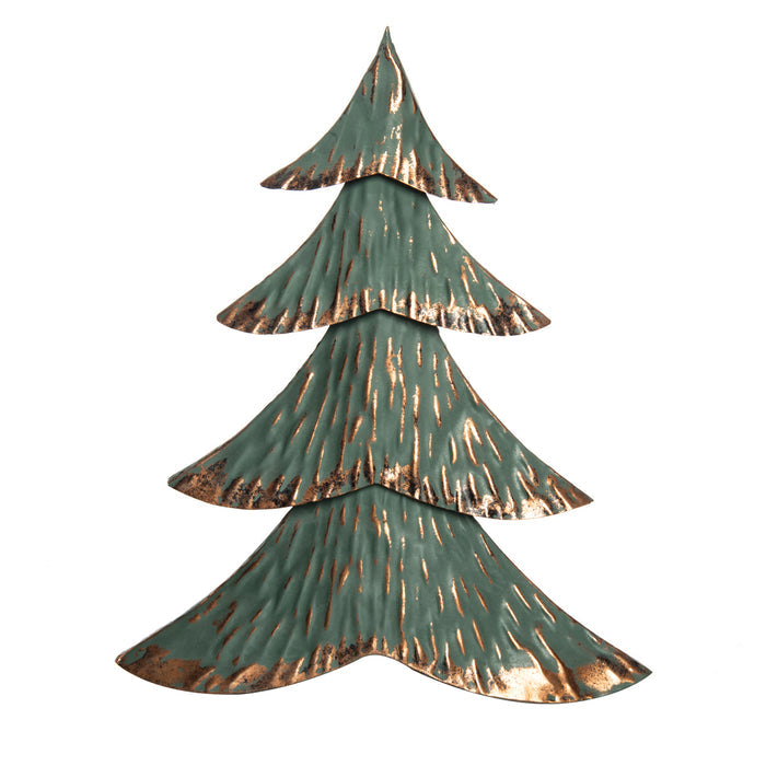 A Medium Green & Metal Tree Figurine.