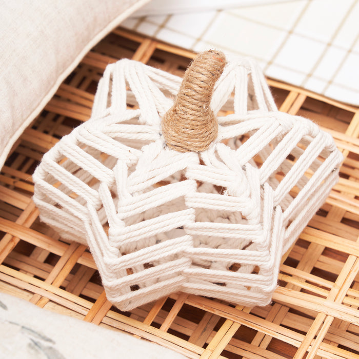 A Medium Jute Woven Pumpkin Figurine.