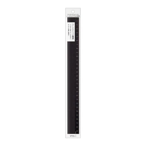 Midori - Non Slip Aluminum Ruler - 30 cm - Black