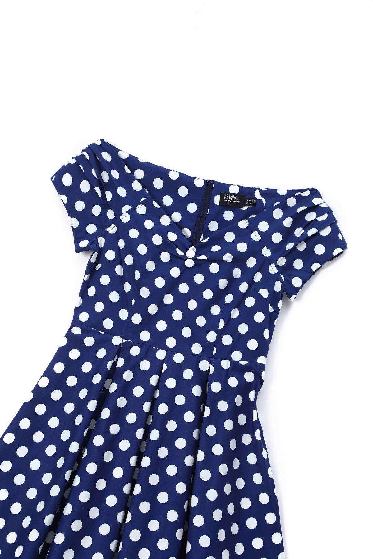 Lily Navy Blue Polka Dot Off Shoulder Dress