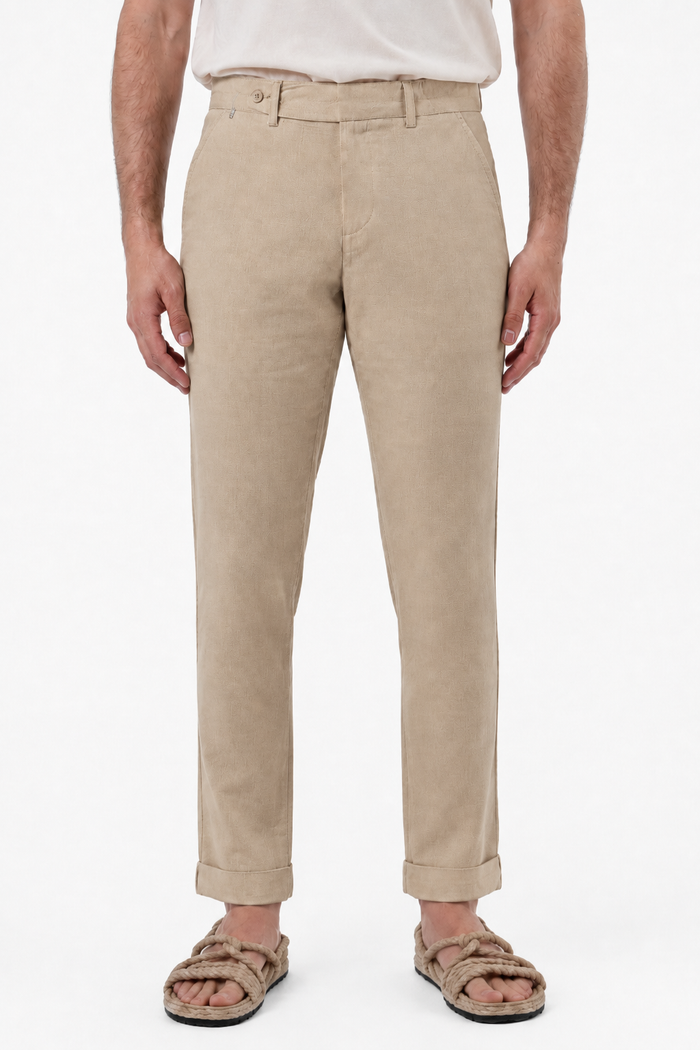 Pantaloni Classici slim Racket Lino beige SS26