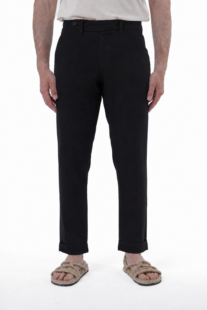 Pantaloni Classici slim Racket Lino nero SS26