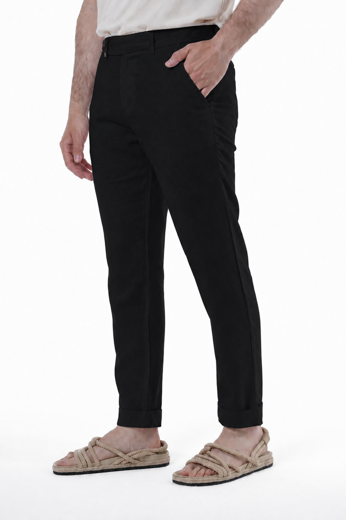 Pantaloni Classici slim Racket Lino nero SS26