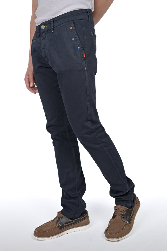 Pantaloni in cotone slim Kinos Ricamo FW24/25