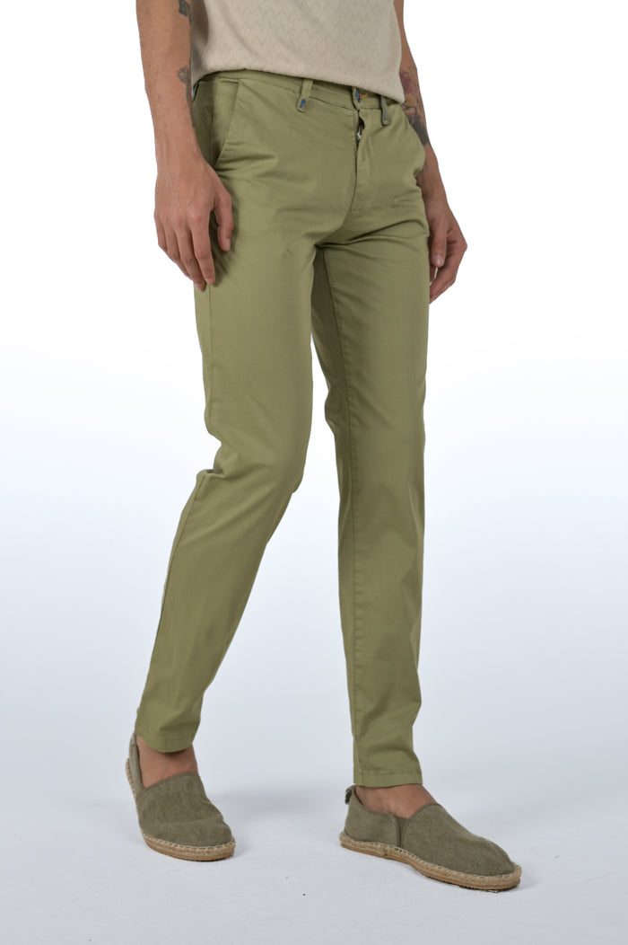 Pantaloni in cotone slim Sonic Raso verde SS26