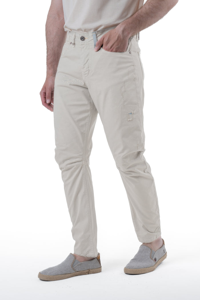 Pantaloni in cotone tapered Kron beige SS25