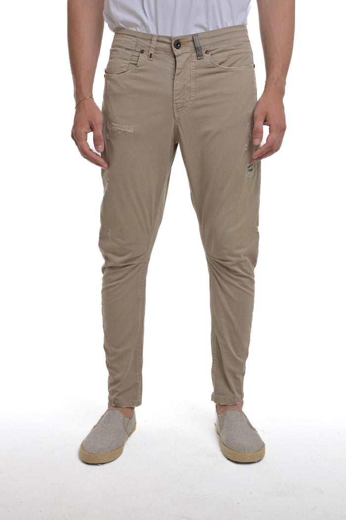 Pantaloni in cotone tapered Kron Rotture CT103 beige SS25