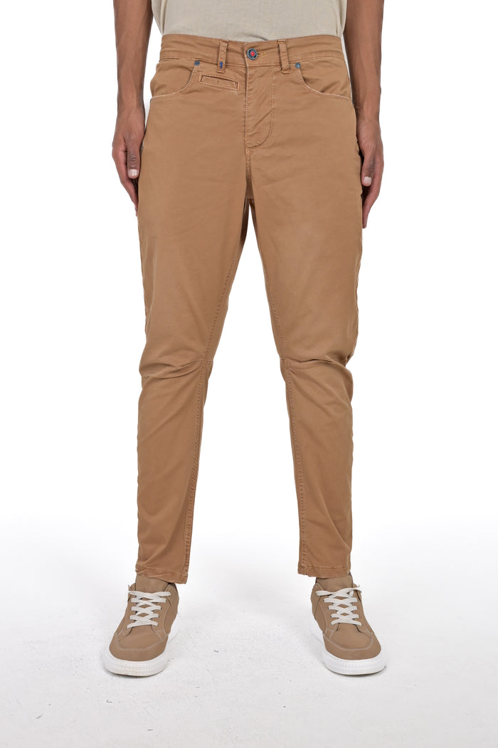 Pantaloni in cotone Tapered Vertigo caramello SS25