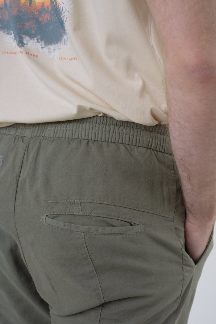 Pantaloni in lino tapered Roby verde SS25