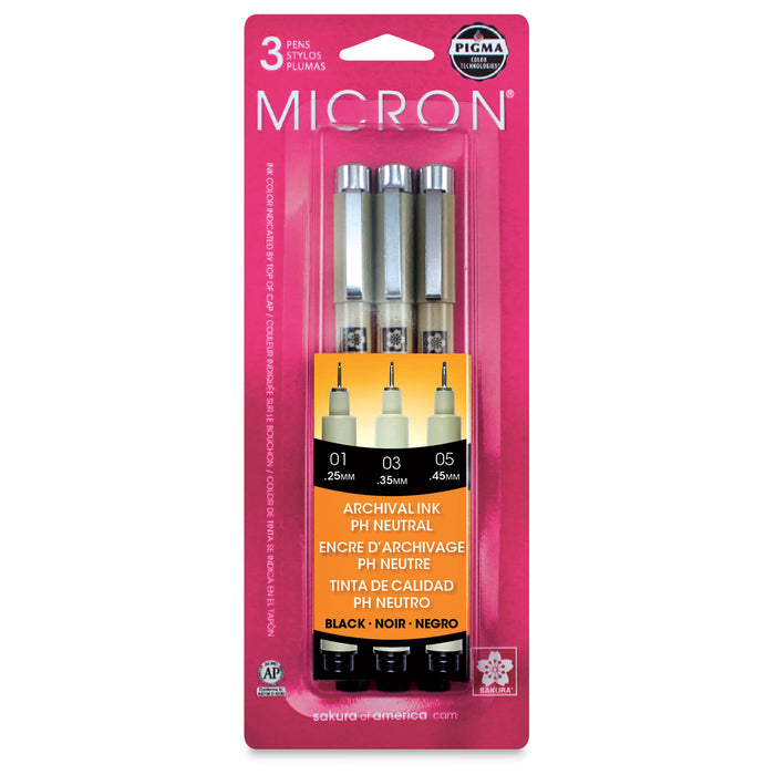 Pigma® Micron - Fine Sizes - 3 Set - Black